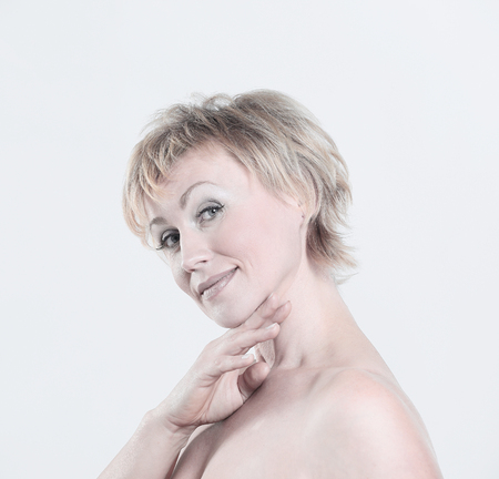 stylish face of woman with daily makeupの写真素材