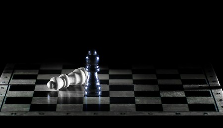 black and white kings on a chess Board . the concept of victoryの写真素材