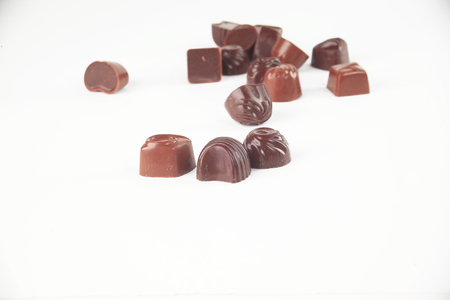 close up. chocolate sweets. isolated on white.photo with copy spaceの写真素材