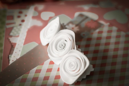 background, or an illustration on the theme of fabrics, needlework, sewing, yarn.の写真素材