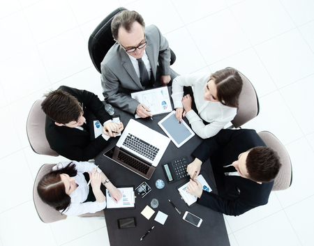 top view.business team working with financial chartsの写真素材