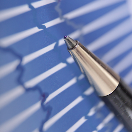 close up. pen and financial chart. business conceptの写真素材