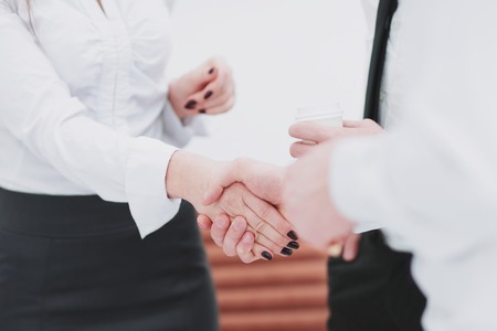 close up.the image of the handshake colleaguesの写真素材