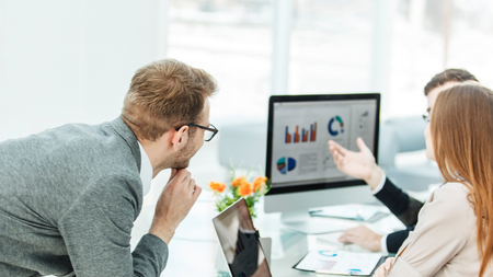 specialist in Finance and business team doing analysis of marketing reports,の写真素材