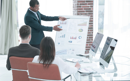 business team prepares the presentation of a new financial projectの写真素材