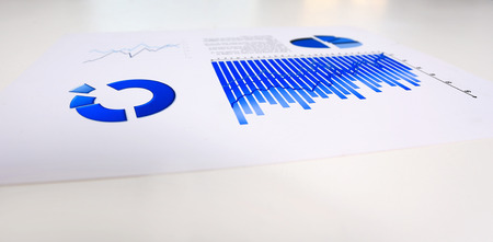 business report and documents statistics on the office workplaceの写真素材