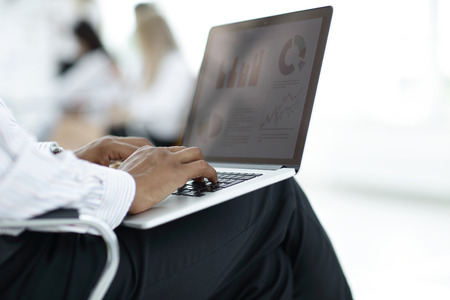 businessman typing on laptop.photo with copy space.の写真素材