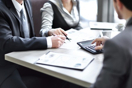 close up.business team analyzing financial dataの写真素材