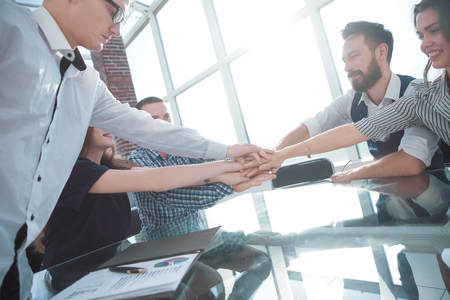 business partners shake hands during a working meetingの写真素材
