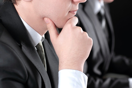 close up.thoughtful businessman at a business meetingの写真素材