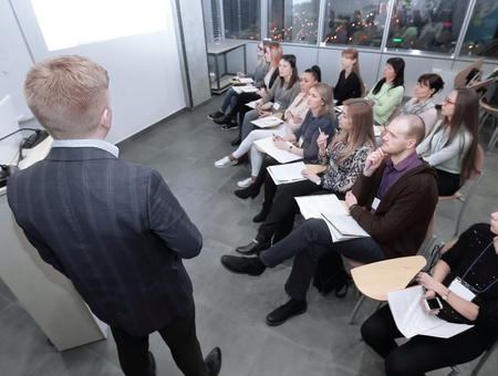 employees at the seminar on business developmentの写真素材