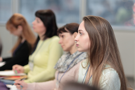 business woman on the background of colleagues in the conference roomの写真素材