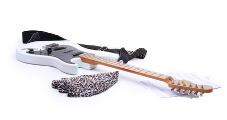 Electric guitar isolated on white background. black-white Electric guitar.の写真素材