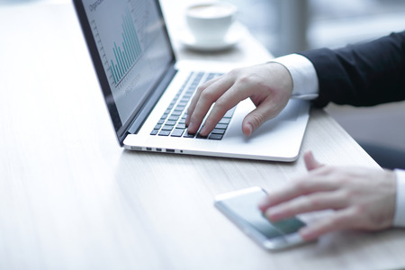 closeup.modern businessman working in the office.の写真素材