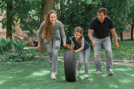 happy family spends their free time together.の写真素材