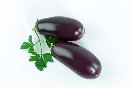 eggplants isolated white background.photo with copy space.の写真素材