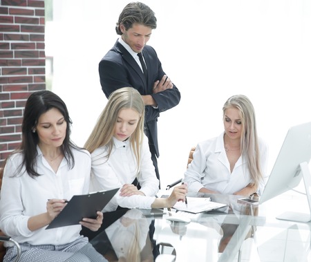 business colleagues working with documents in the officeの写真素材