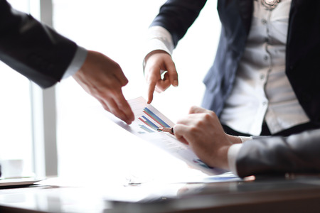 close up.businessman discussing financial data. business conceptの写真素材