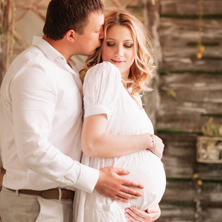 close up. portrait of a happy couple expecting a childの写真素材
