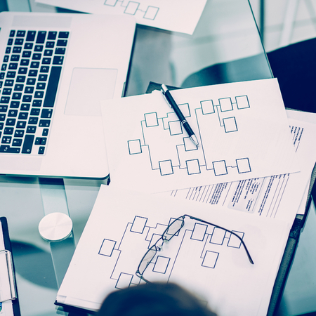 business team at the workplace makes the analysis of marketing reports.