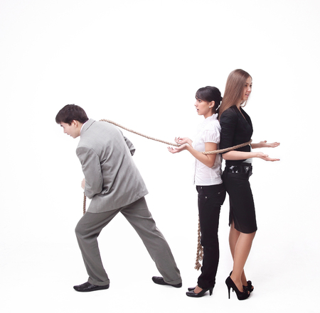 business leader leads associated business team, business concept .isolated on whiteの写真素材