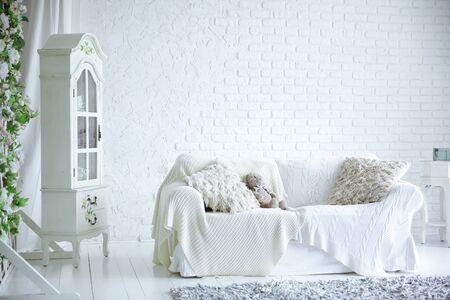 spacious and stylish living room on a holiday.の写真素材