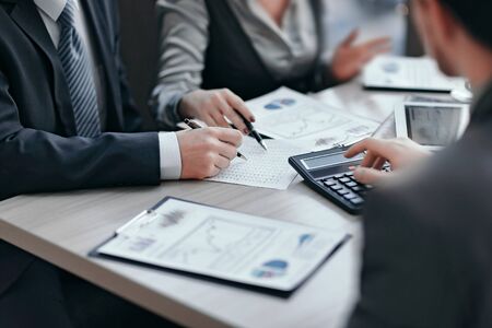 Business team analyzing financial data. teamworkの写真素材