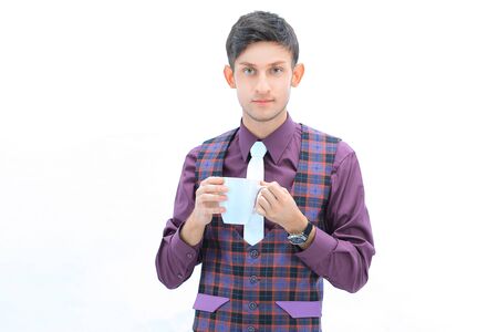 modern guy in a plaid jacket .isolated on white