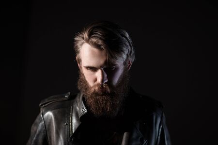 close up.portrait of a handsome brutal man .の写真素材