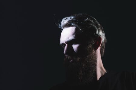 close up. portrait of a stylish bearded manの写真素材