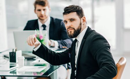 Manager and business team to discuss the presentation of a new fの写真素材