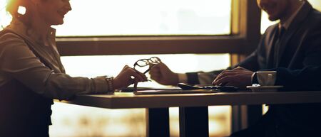 Image of a business team discussing latest financial resultsの写真素材