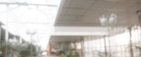 blurred image, spacious hallway in an office buildingの写真素材
