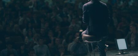 businessman makes a report to the audience in the conference room .の写真素材