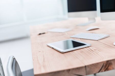 close up. digital tablet on the office Desk.の写真素材