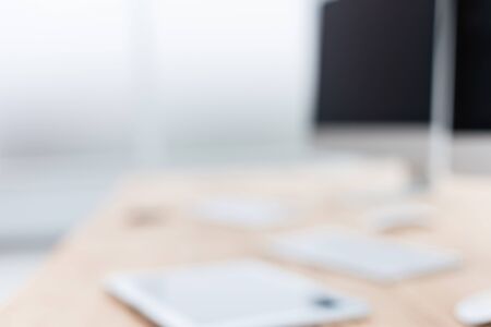 close up. blurred image of an office Deskの写真素材