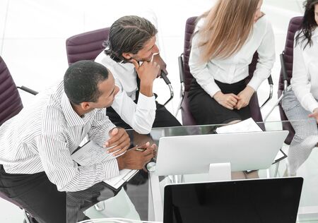 business team discussing a business document.the business concept.の写真素材