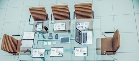 top view - a place for business meetings in the modern conferen