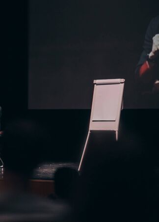 Image of a flip chart at the stage of the business centerの写真素材