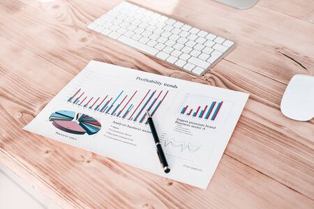 financial documents on the desktop in the office. photo with copy spaceの写真素材