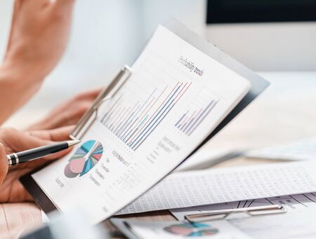close up. business team discussing a financial report.