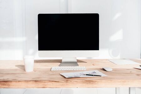 workplace businessman in a modern office. photo with copy spaceの写真素材