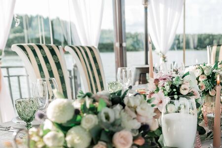 Table served for the wedding feast. holidays and traditionsの写真素材