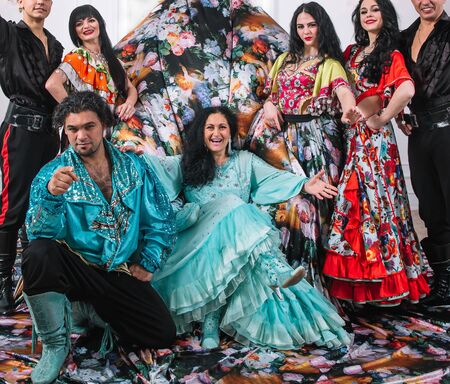 fun dance band in the Gypsy costumesの写真素材