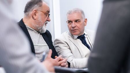 close up. group of business people sitting in the meeting room.の写真素材