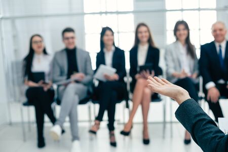group of employees at a working meeting with the project Managerの写真素材