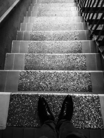 close up. businessman down the stairs. photo with copy space