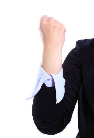 Woman fist isolated on whiteの写真素材