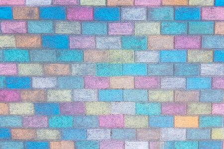 close up. fragment of the wall of colored bricks.の写真素材