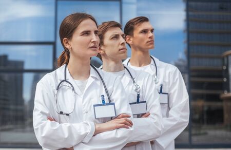 close up. group of confident medical professionals standing in a row.